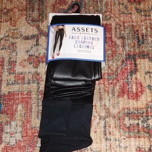 Assets By Spanx Black Faux Leather Leggings Size Medium